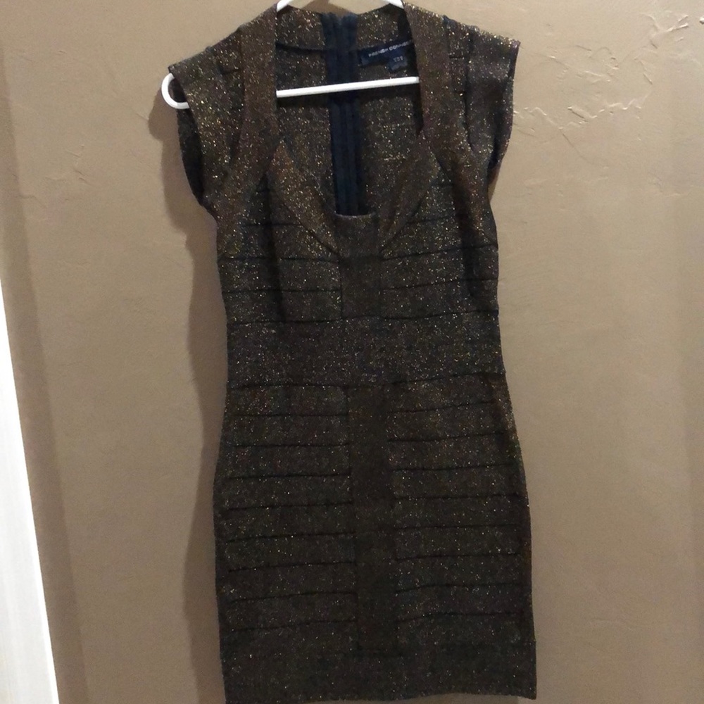 French connection gold and black sparkle body con